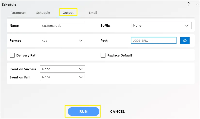 Output configuration