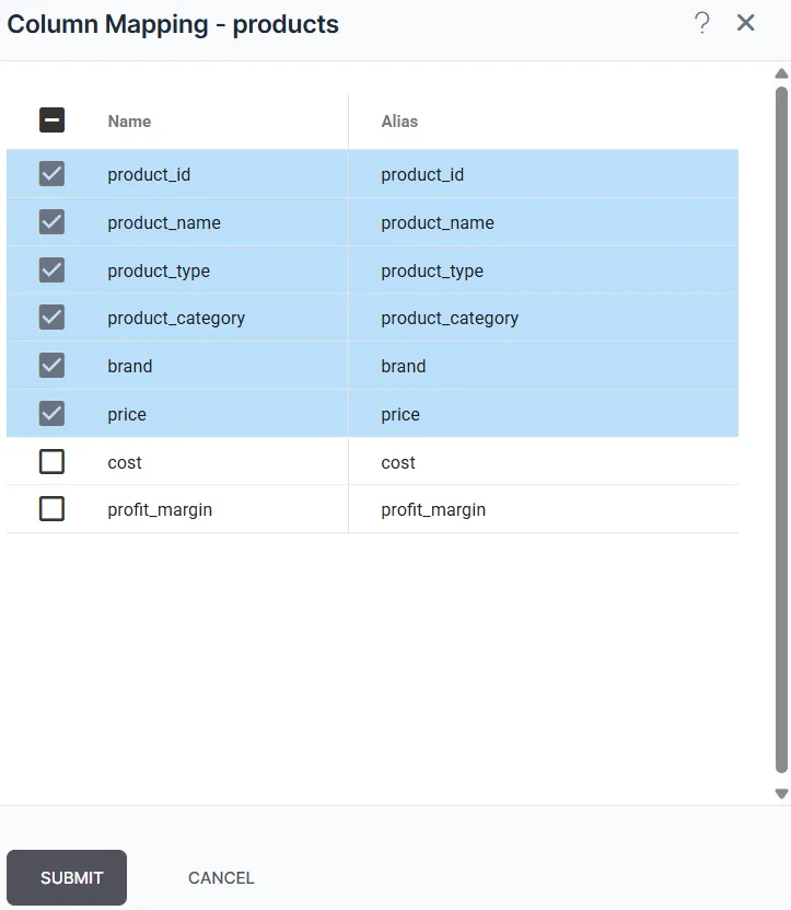 Column Mapping