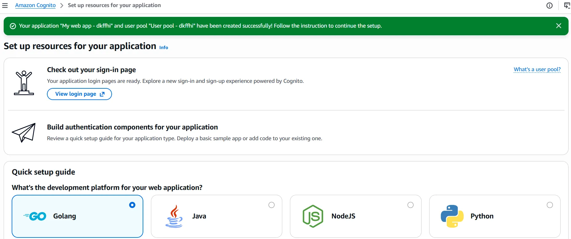 User Pool Created Successfully