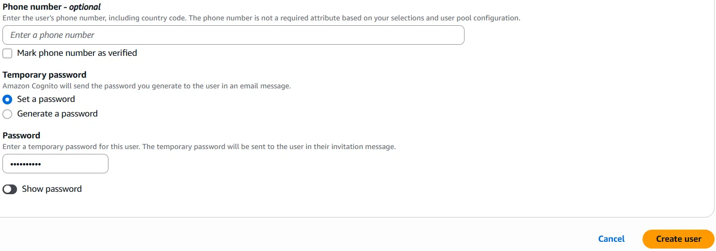 Create User Password