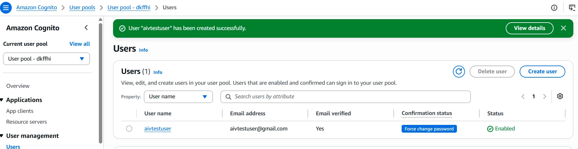 User Created Successfully