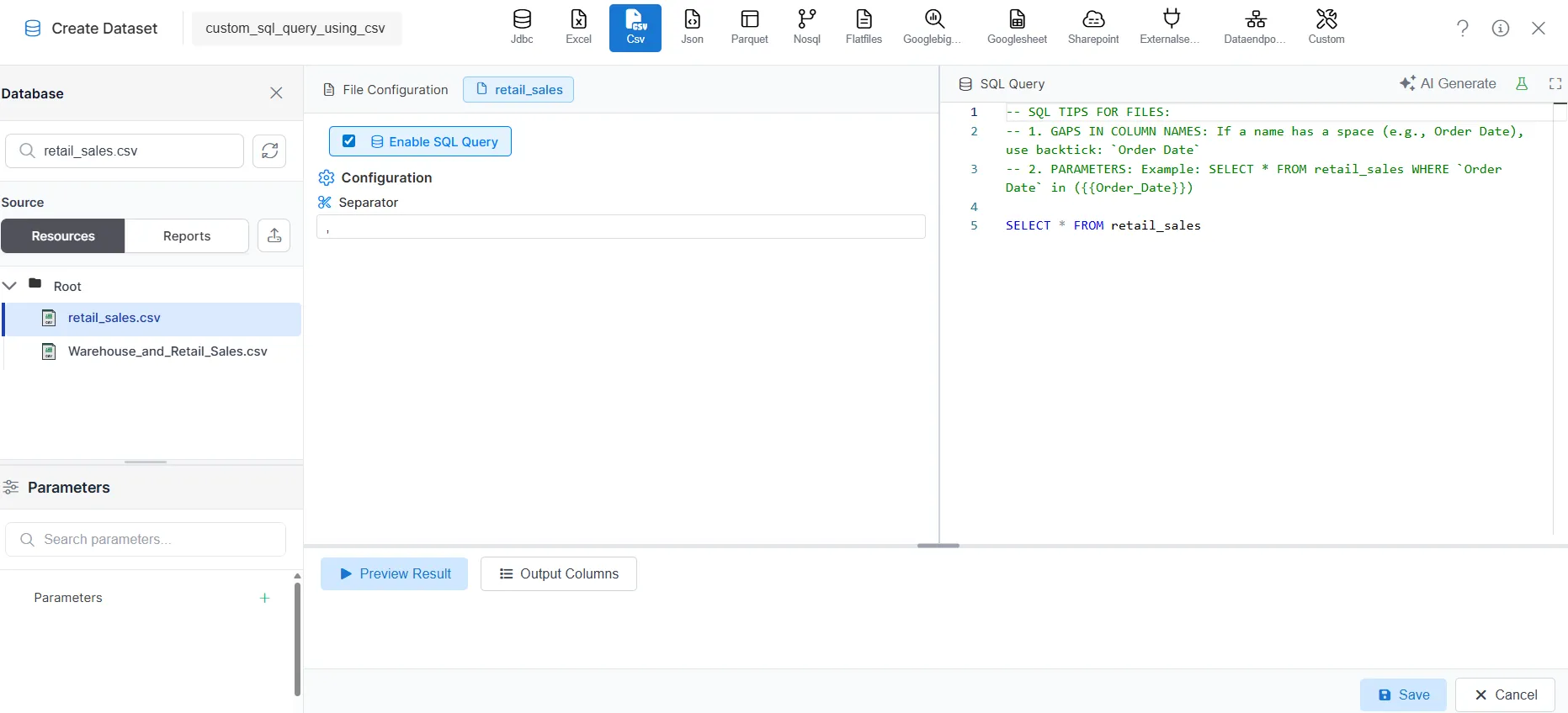 Enable SQL Query