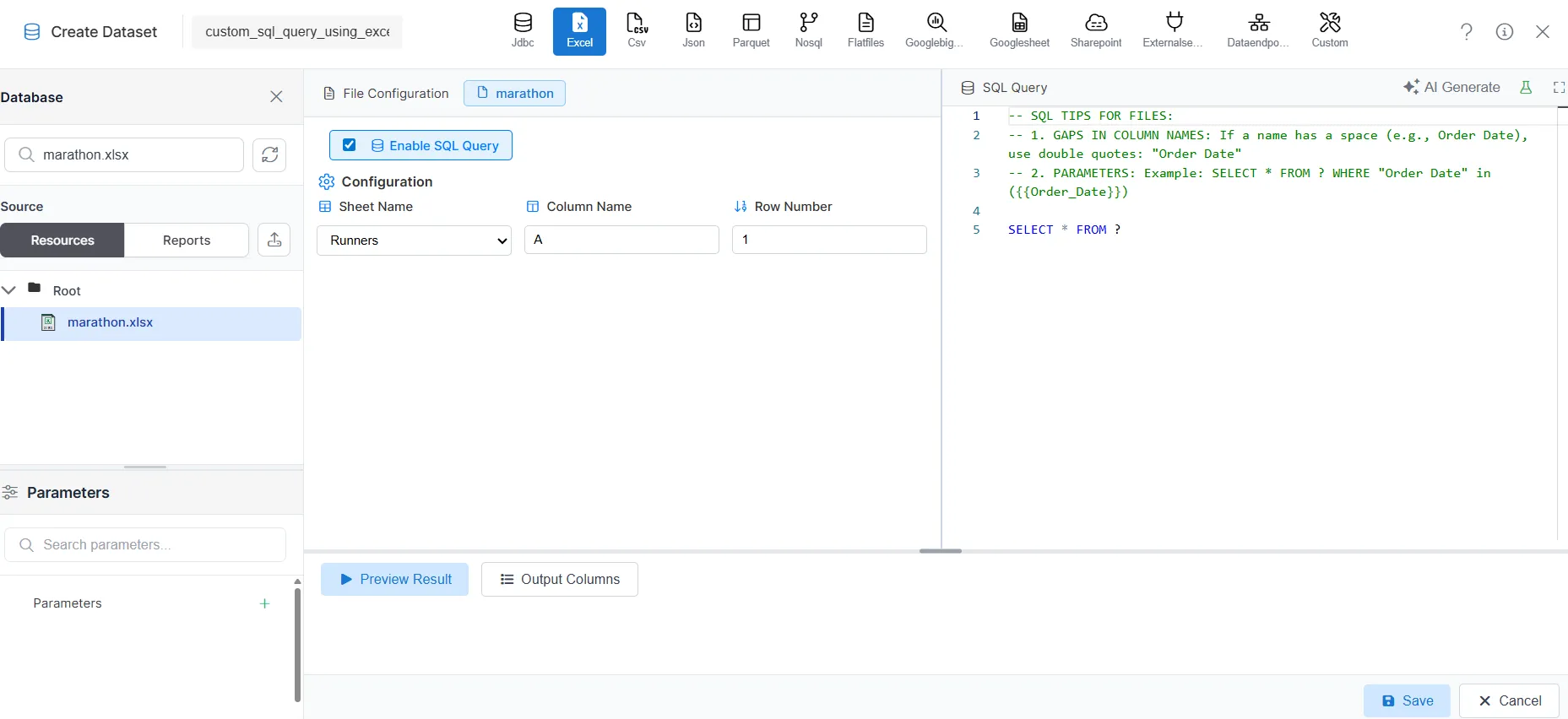 Custom SQL query