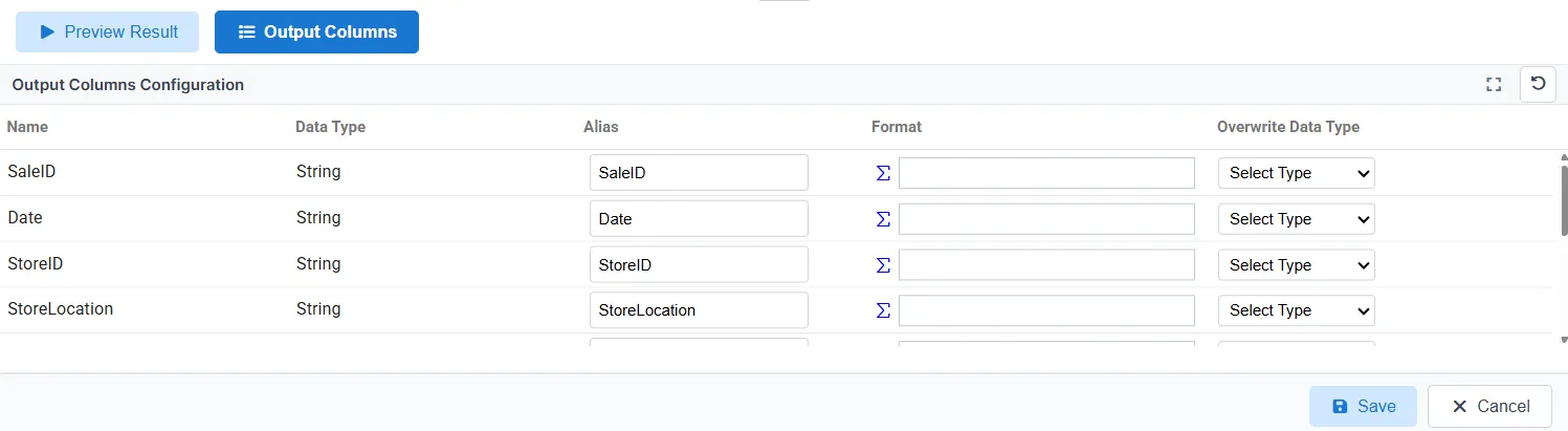 Output Columns