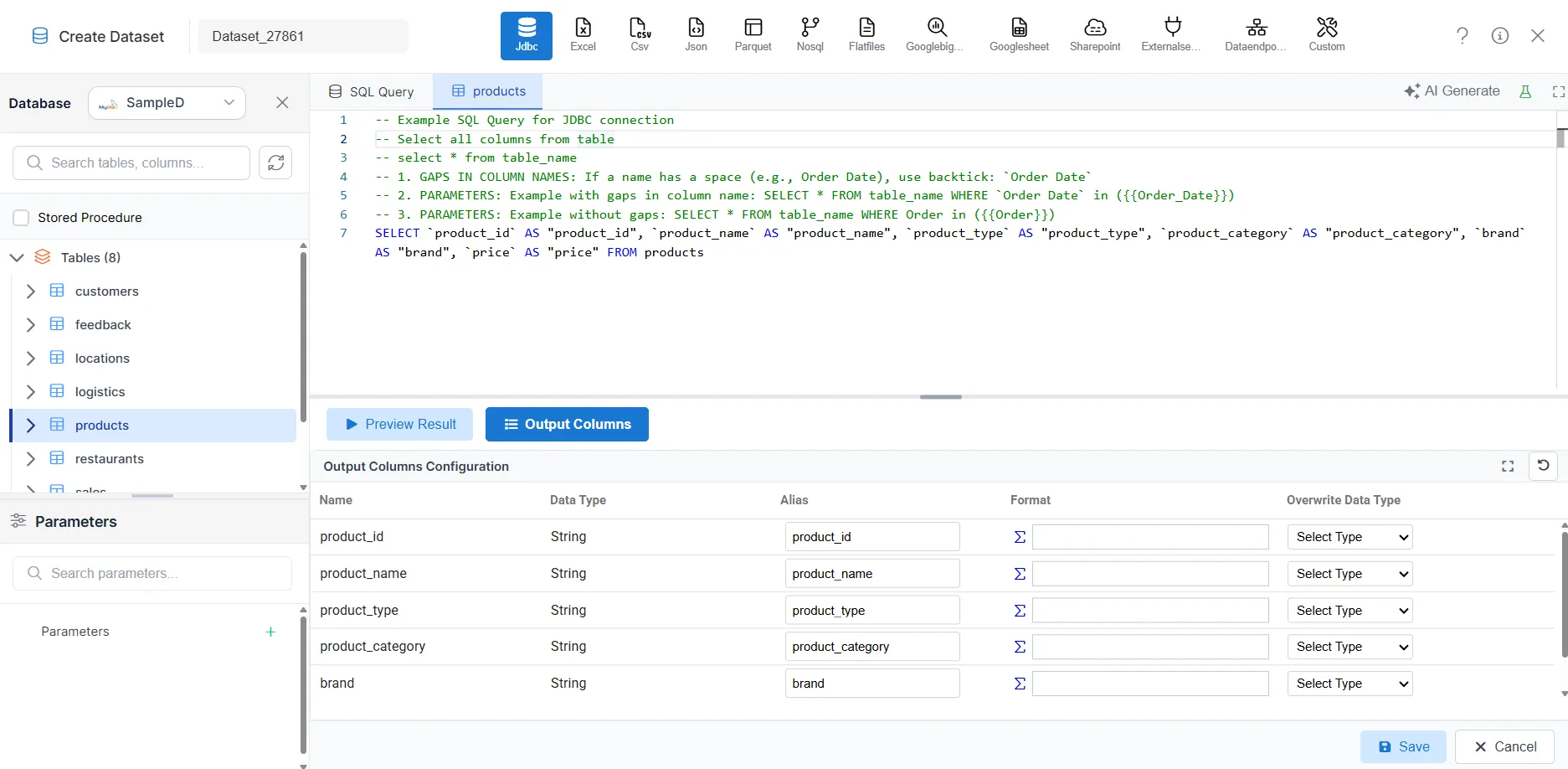Output Columns
