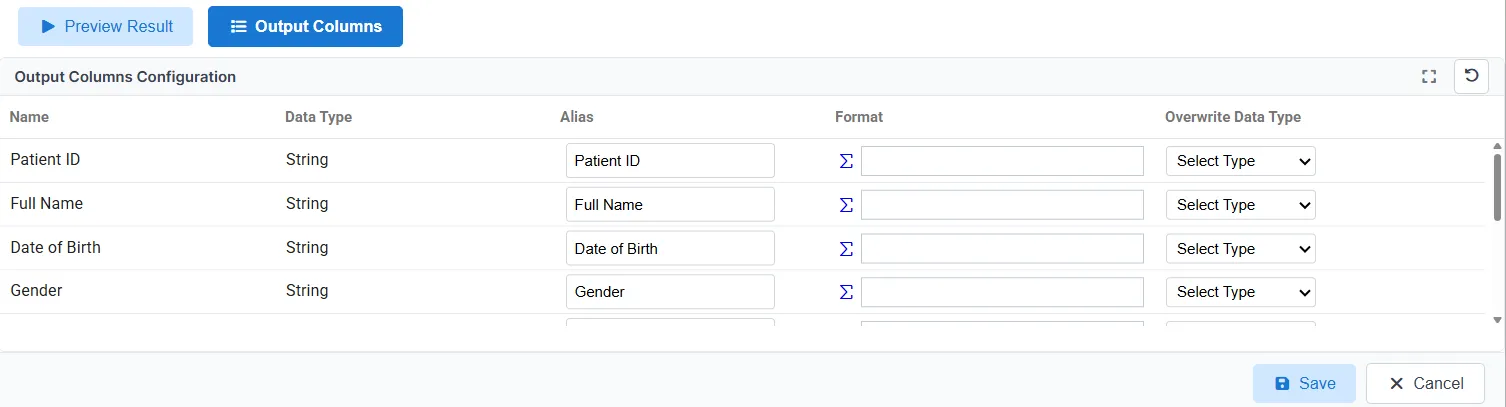 Output Columns
