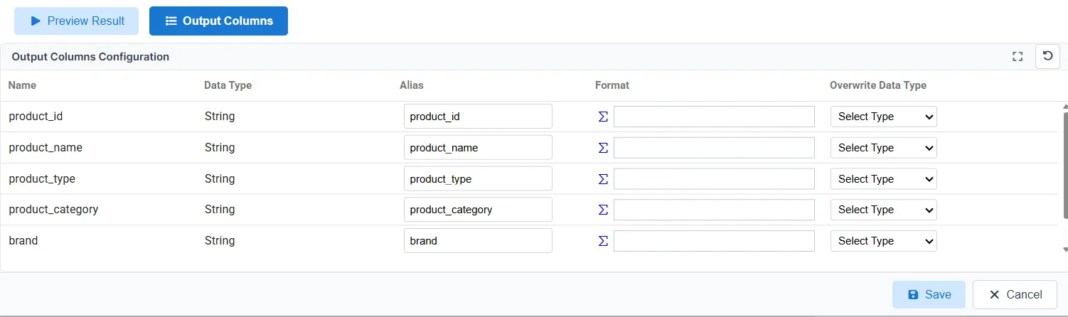 Output Columns