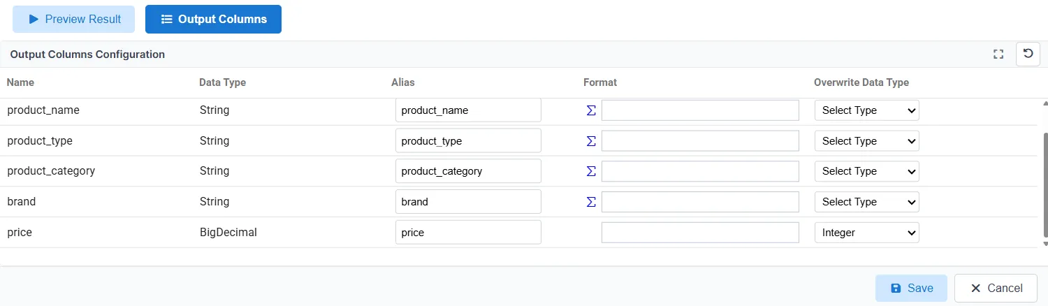 Overwrite Data Type