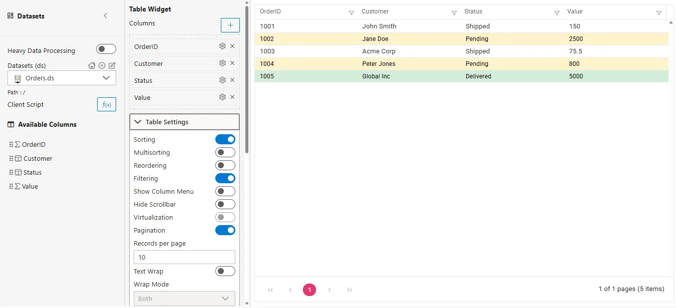 Table Widget